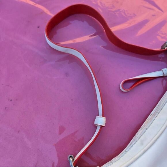 Coach Y2K White Nylon Mini Hobo w/ Red Leather Trim Vintage Shoulder Bag. #6671 - Picture 5 of 10